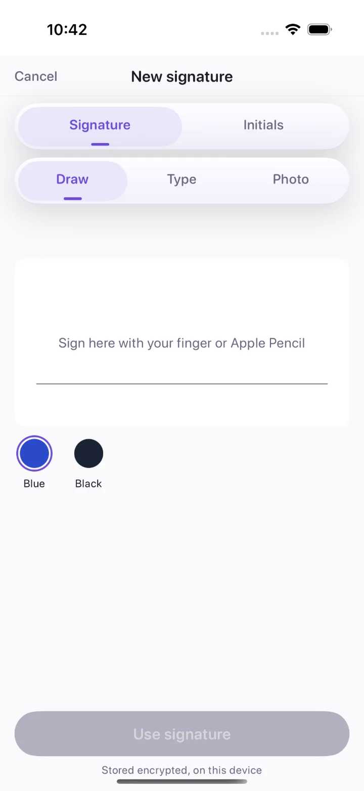 The signature sheet, ready to draw